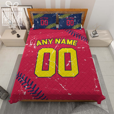 Custom Quilt Sets St. Louis Jersey Personalized Baseball Premium Quilt Bedding for Men Women